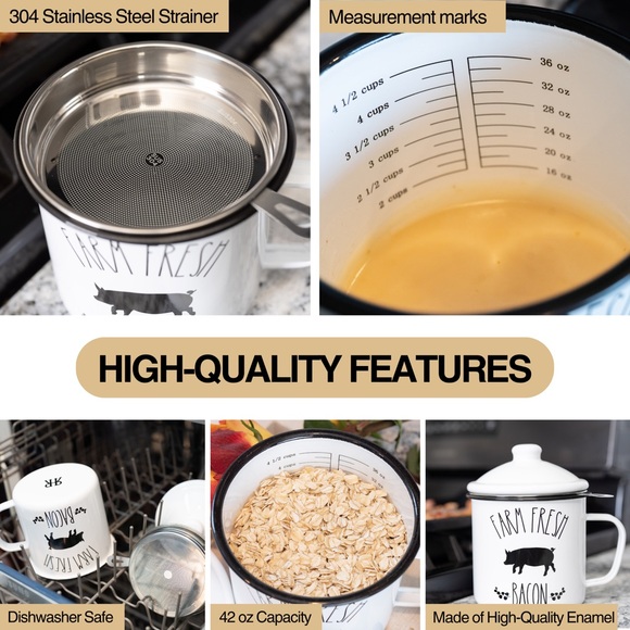 Bacon Grease Saver, container for Farmhouse Kitchen - Picture 4 of 8